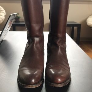 Brown leather riding boots